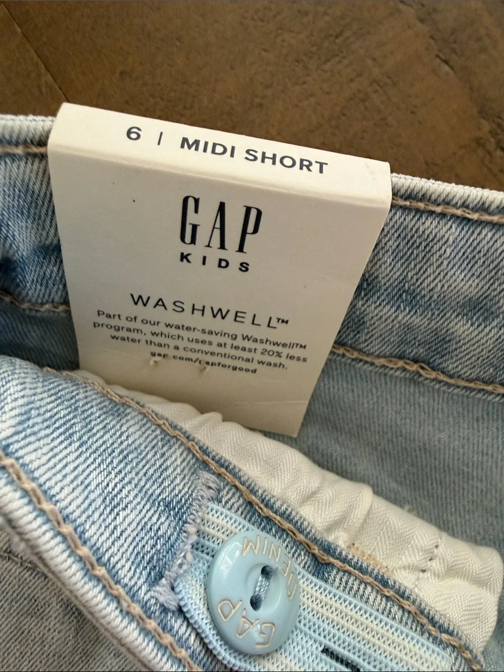 GAP Kids Midi Short Light Blue Distressed Denim Shorts